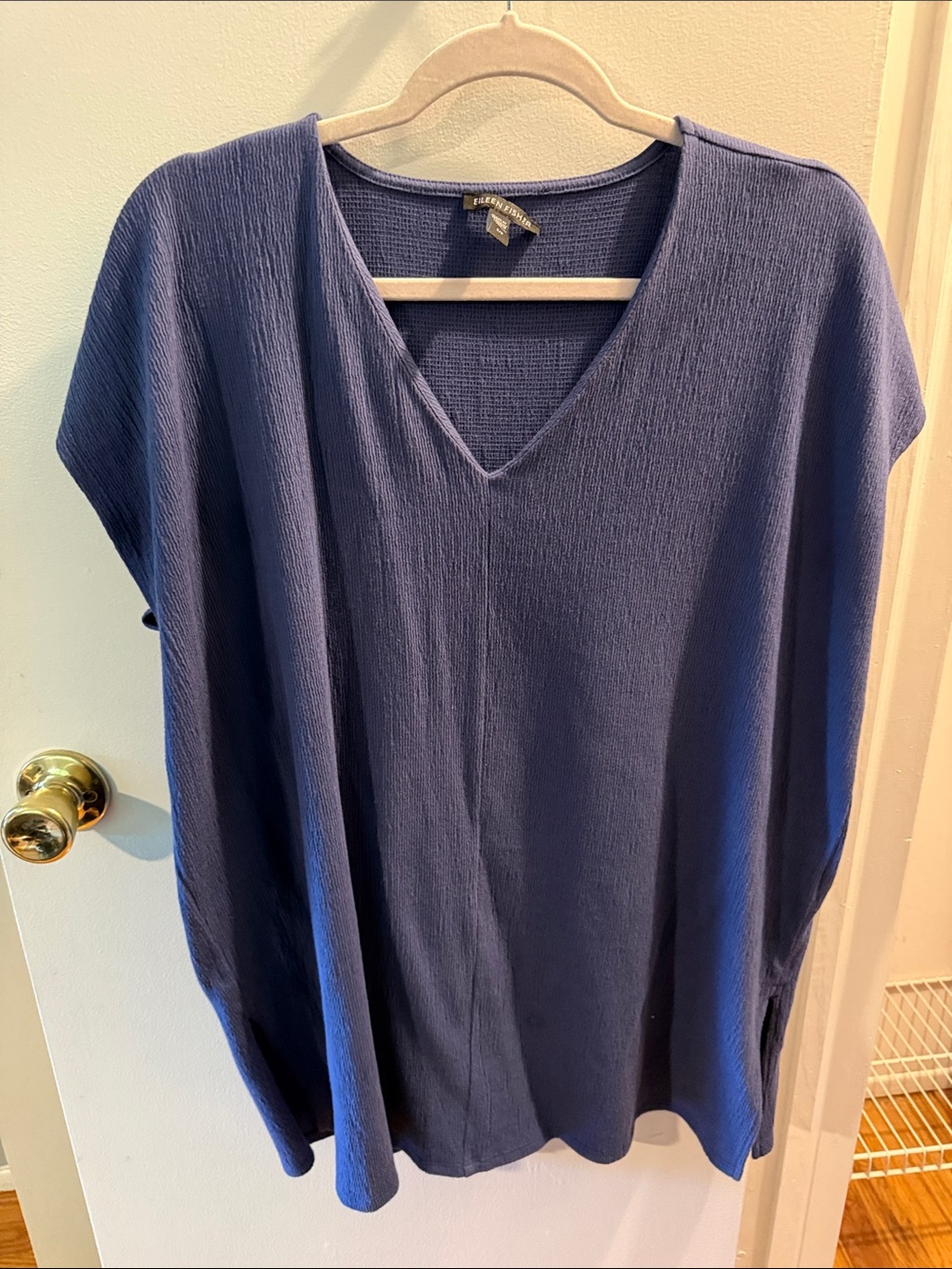 Eileen Fisher Navy V-Neck Short Sleeve Tunic
